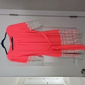 Gianni Bini Peach and White Lace Mini Dress